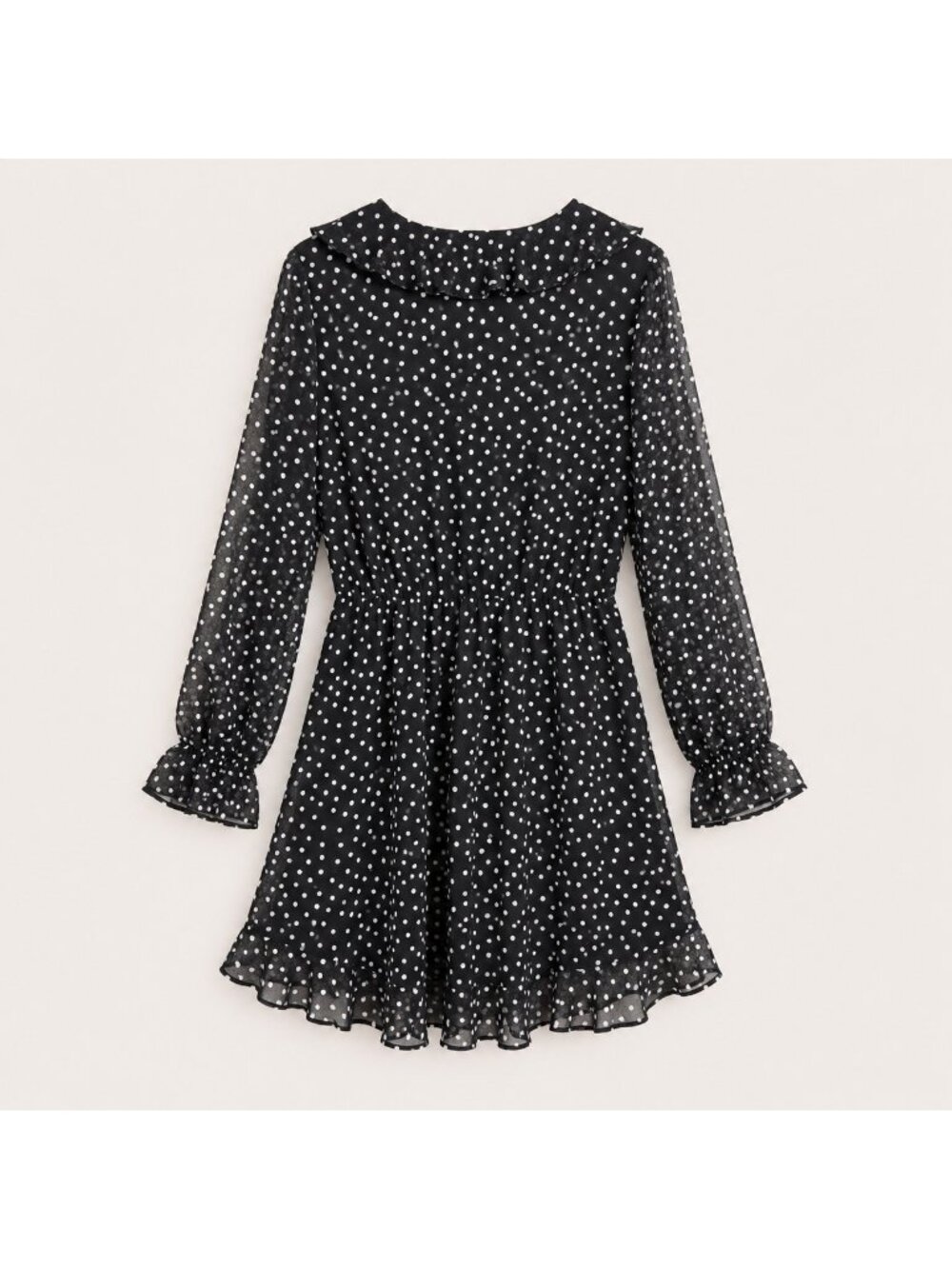 H&M Polka Dot Ruffle Wrap Dress Sheer Sleeve NWT Size US 12 - Picture 2 of 16